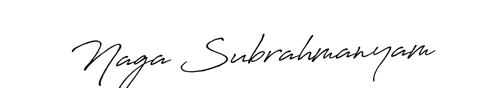 Use a signature maker to create a handwritten signature online. With this signature software, you can design (Antro_Vectra_Bolder) your own signature for name Naga Subrahmanyam. Naga Subrahmanyam signature style 7 images and pictures png