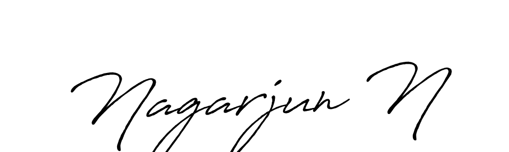 How to make Nagarjun N name signature. Use Antro_Vectra_Bolder style for creating short signs online. This is the latest handwritten sign. Nagarjun N signature style 7 images and pictures png