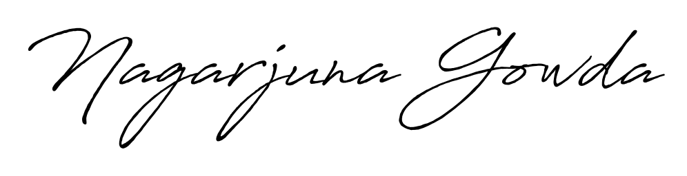 Try this chic Nagarjuna Gowda handwritten sign style. Using Antro_Vectra_Bolder font elements, it gives your name a sleek, memorable identity. Nagarjuna Gowda signature style 7 images and pictures png