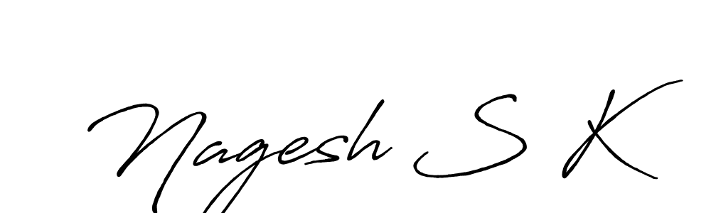 How to make Nagesh S K name signature. Use Antro_Vectra_Bolder style for creating short signs online. This is the latest handwritten sign. Nagesh S K signature style 7 images and pictures png