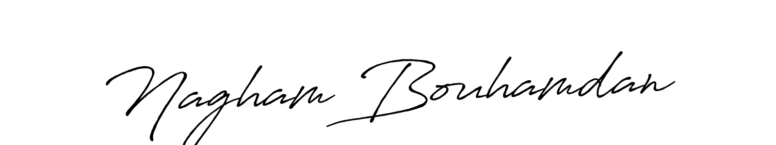 You should practise on your own different ways (Antro_Vectra_Bolder) to write your name (Nagham Bouhamdan) in signature. don't let someone else do it for you. Nagham Bouhamdan signature style 7 images and pictures png