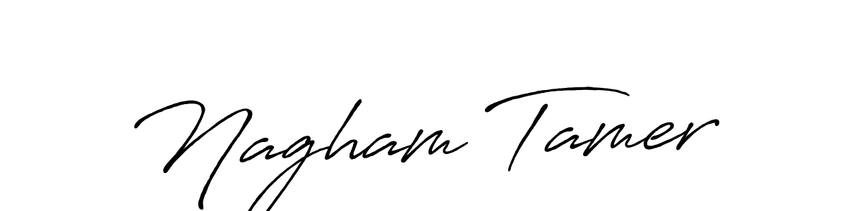 Make a beautiful signature design for name Nagham Tamer. With this signature (Antro_Vectra_Bolder) style, you can create a handwritten signature for free. Nagham Tamer signature style 7 images and pictures png