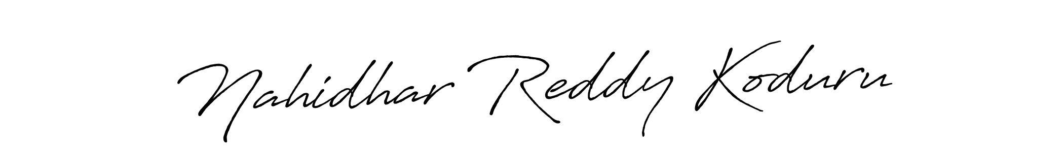 Create a beautiful signature design for name Nahidhar Reddy Koduru. With this signature (Antro_Vectra_Bolder) fonts, you can make a handwritten signature for free. Nahidhar Reddy Koduru signature style 7 images and pictures png