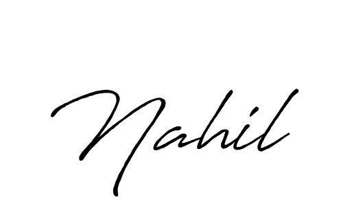 Use a signature maker to create a handwritten signature online. With this signature software, you can design (Antro_Vectra_Bolder) your own signature for name Nahil. Nahil signature style 7 images and pictures png