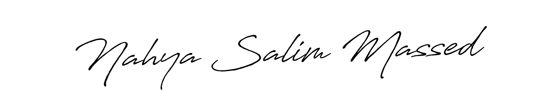 Make a beautiful signature design for name Nahya Salim Massed. With this signature (Antro_Vectra_Bolder) style, you can create a handwritten signature for free. Nahya Salim Massed signature style 7 images and pictures png