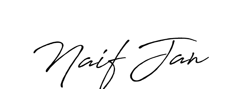 How to make Naif Jan name signature. Use Antro_Vectra_Bolder style for creating short signs online. This is the latest handwritten sign. Naif Jan signature style 7 images and pictures png