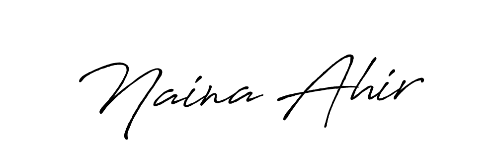 Create a beautiful signature design for name Naina Ahir. With this signature (Antro_Vectra_Bolder) fonts, you can make a handwritten signature for free. Naina Ahir signature style 7 images and pictures png