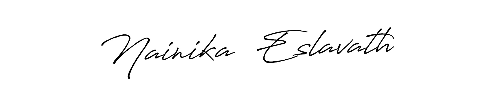 Also You can easily find your signature by using the search form. We will create Nainika  Eslavath name handwritten signature images for you free of cost using Antro_Vectra_Bolder sign style. Nainika  Eslavath signature style 7 images and pictures png