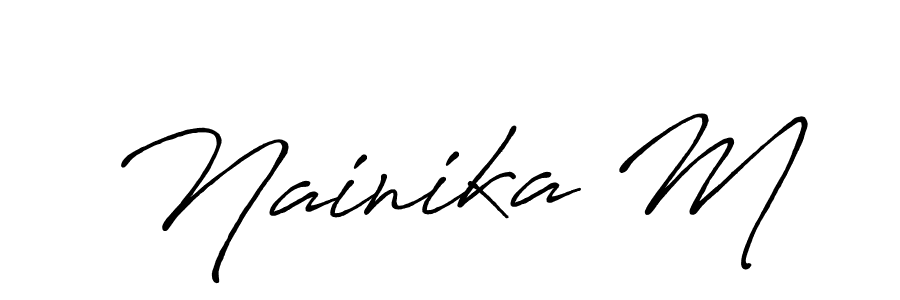 Also You can easily find your signature by using the search form. We will create Nainika M name handwritten signature images for you free of cost using Antro_Vectra_Bolder sign style. Nainika M signature style 7 images and pictures png