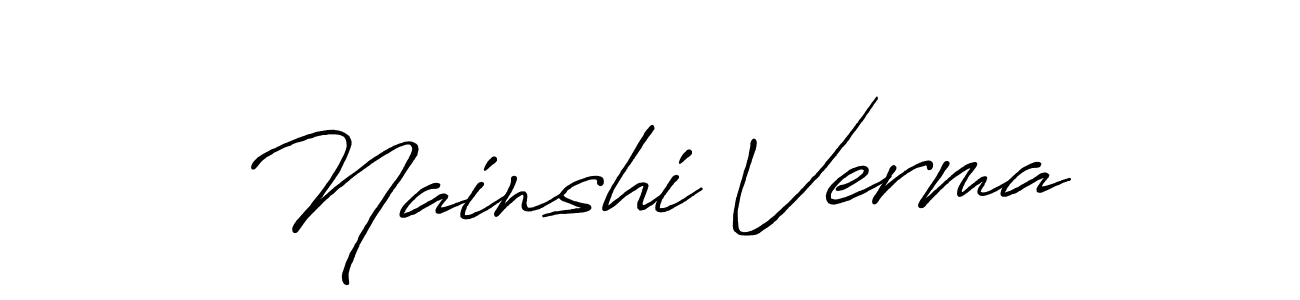 It looks lik you need a new signature style for name Nainshi Verma. Design unique handwritten (Antro_Vectra_Bolder) signature with our free signature maker in just a few clicks. Nainshi Verma signature style 7 images and pictures png