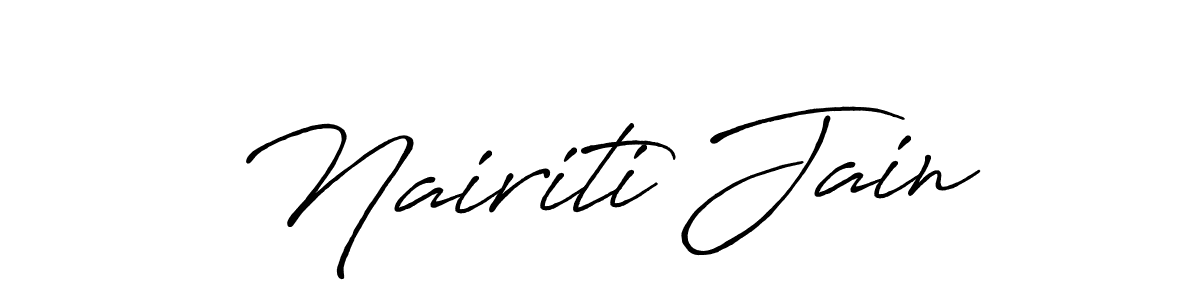 How to make Nairiti Jain name signature. Use Antro_Vectra_Bolder style for creating short signs online. This is the latest handwritten sign. Nairiti Jain signature style 7 images and pictures png
