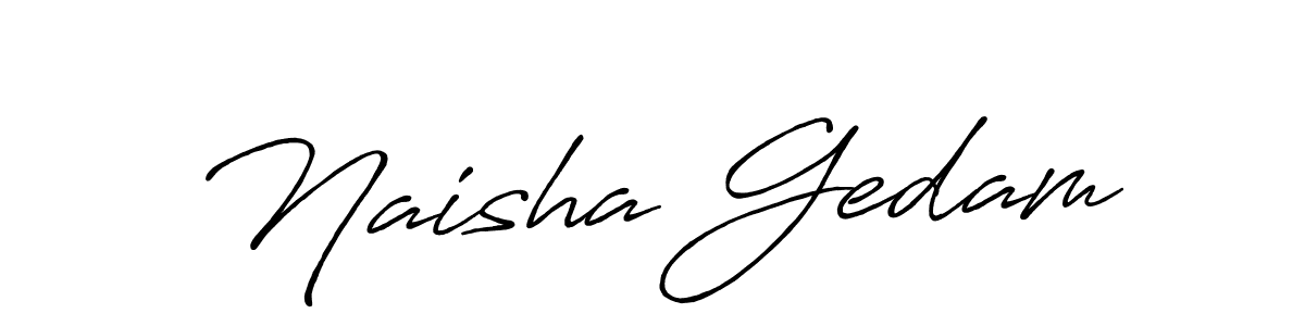 Similarly Antro_Vectra_Bolder is the best handwritten signature design. Signature creator online .You can use it as an online autograph creator for name Naisha Gedam. Naisha Gedam signature style 7 images and pictures png