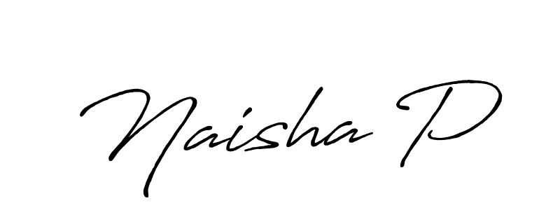 Use a signature maker to create a handwritten signature online. With this signature software, you can design (Antro_Vectra_Bolder) your own signature for name Naisha P. Naisha P signature style 7 images and pictures png