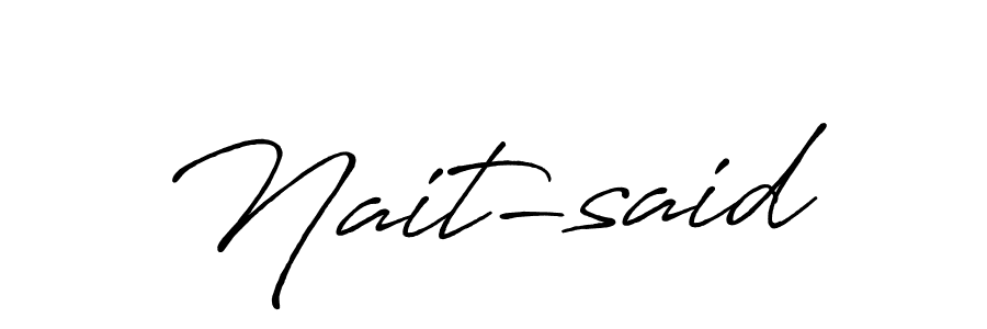 You can use this online signature creator to create a handwritten signature for the name Nait-said. This is the best online autograph maker. Nait-said signature style 7 images and pictures png