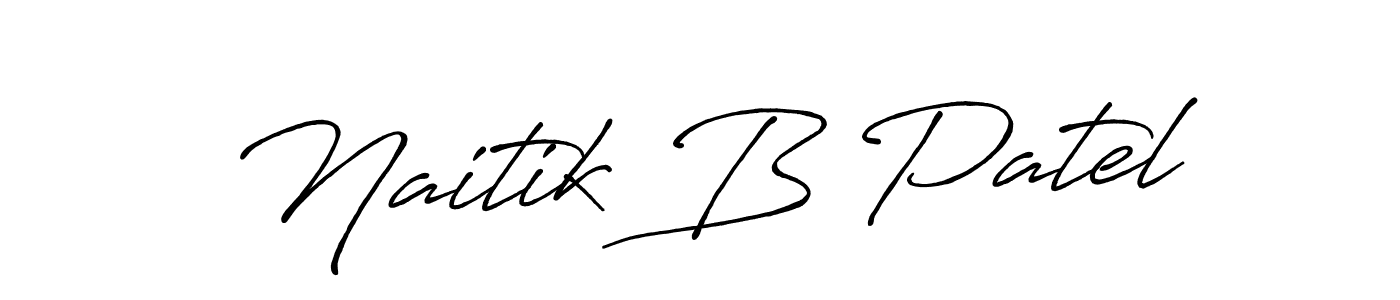 How to make Naitik B Patel name signature. Use Antro_Vectra_Bolder style for creating short signs online. This is the latest handwritten sign. Naitik B Patel signature style 7 images and pictures png