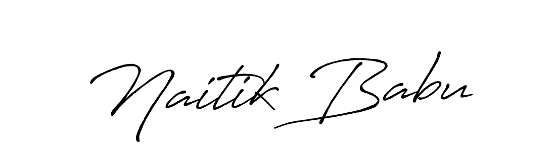 Use a signature maker to create a handwritten signature online. With this signature software, you can design (Antro_Vectra_Bolder) your own signature for name Naitik Babu. Naitik Babu signature style 7 images and pictures png