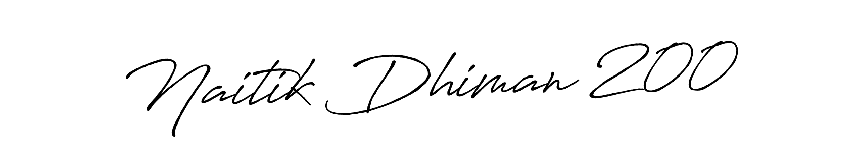 How to make Naitik Dhiman 200 name signature. Use Antro_Vectra_Bolder style for creating short signs online. This is the latest handwritten sign. Naitik Dhiman 200 signature style 7 images and pictures png