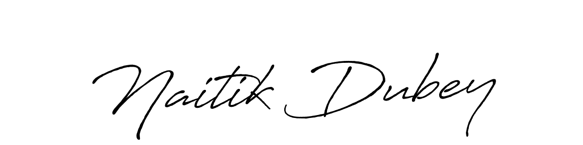 How to make Naitik Dubey name signature. Use Antro_Vectra_Bolder style for creating short signs online. This is the latest handwritten sign. Naitik Dubey signature style 7 images and pictures png