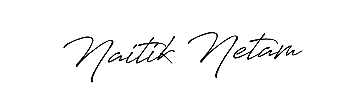 How to make Naitik Netam name signature. Use Antro_Vectra_Bolder style for creating short signs online. This is the latest handwritten sign. Naitik Netam signature style 7 images and pictures png