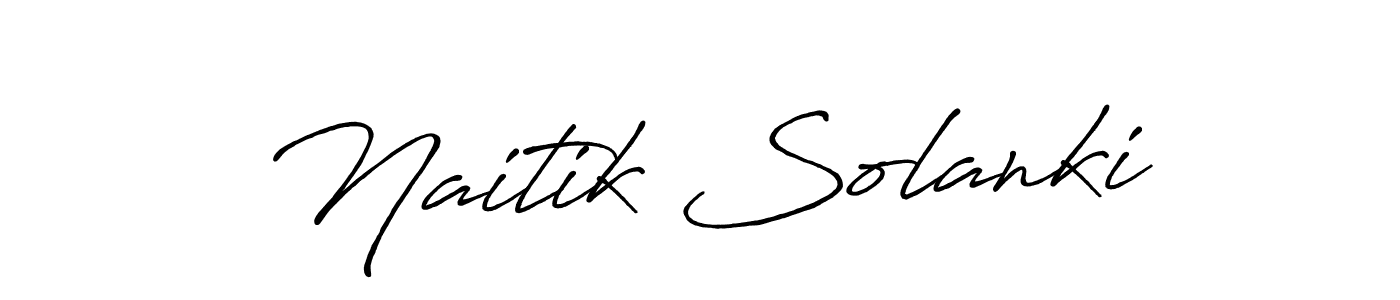 Make a beautiful signature design for name Naitik Solanki. With this signature (Antro_Vectra_Bolder) style, you can create a handwritten signature for free. Naitik Solanki signature style 7 images and pictures png