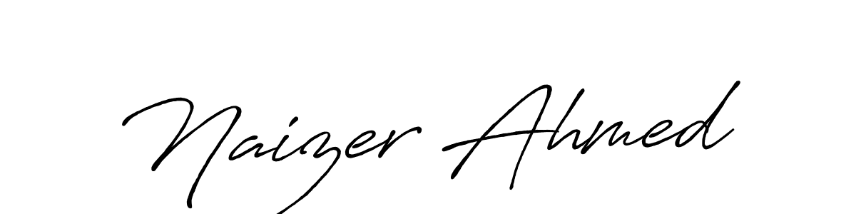 How to make Naizer Ahmed name signature. Use Antro_Vectra_Bolder style for creating short signs online. This is the latest handwritten sign. Naizer Ahmed signature style 7 images and pictures png