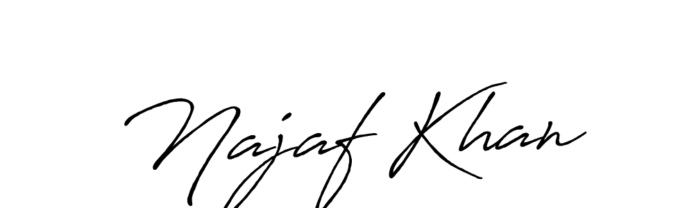 Make a beautiful signature design for name Najaf Khan. With this signature (Antro_Vectra_Bolder) style, you can create a handwritten signature for free. Najaf Khan signature style 7 images and pictures png