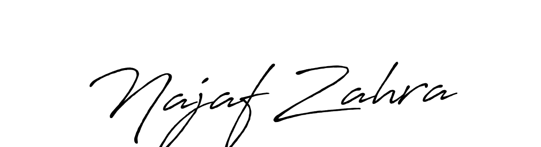 How to make Najaf Zahra name signature. Use Antro_Vectra_Bolder style for creating short signs online. This is the latest handwritten sign. Najaf Zahra signature style 7 images and pictures png