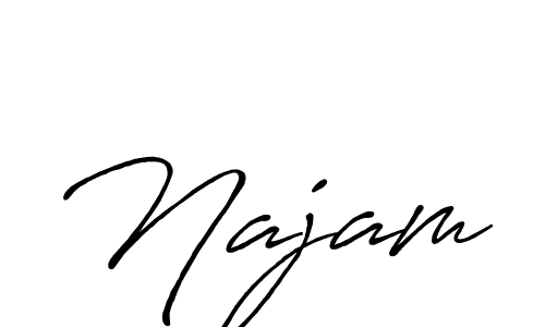 Use a signature maker to create a handwritten signature online. With this signature software, you can design (Antro_Vectra_Bolder) your own signature for name Najam. Najam signature style 7 images and pictures png