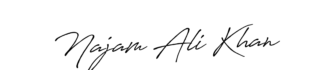 Create a beautiful signature design for name Najam Ali Khan. With this signature (Antro_Vectra_Bolder) fonts, you can make a handwritten signature for free. Najam Ali Khan signature style 7 images and pictures png