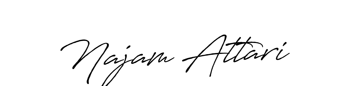 You should practise on your own different ways (Antro_Vectra_Bolder) to write your name (Najam Attari) in signature. don't let someone else do it for you. Najam Attari signature style 7 images and pictures png