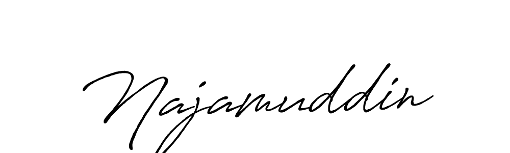 Make a beautiful signature design for name Najamuddin. With this signature (Antro_Vectra_Bolder) style, you can create a handwritten signature for free. Najamuddin signature style 7 images and pictures png