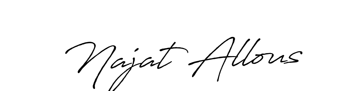 You should practise on your own different ways (Antro_Vectra_Bolder) to write your name (Najat Allous) in signature. don't let someone else do it for you. Najat Allous signature style 7 images and pictures png