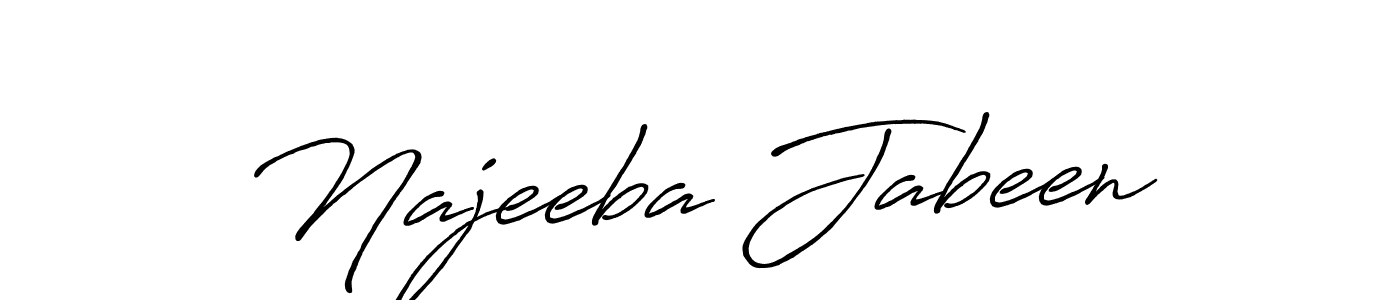 How to make Najeeba Jabeen name signature. Use Antro_Vectra_Bolder style for creating short signs online. This is the latest handwritten sign. Najeeba Jabeen signature style 7 images and pictures png