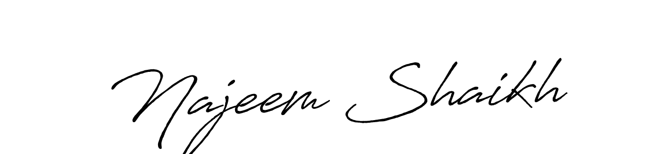 Design your own signature with our free online signature maker. With this signature software, you can create a handwritten (Antro_Vectra_Bolder) signature for name Najeem Shaikh. Najeem Shaikh signature style 7 images and pictures png