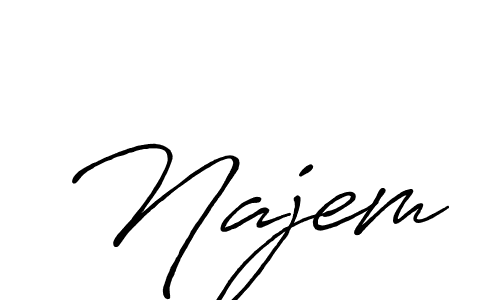 Use a signature maker to create a handwritten signature online. With this signature software, you can design (Antro_Vectra_Bolder) your own signature for name Najem. Najem signature style 7 images and pictures png