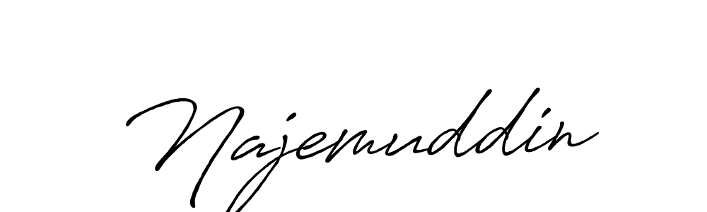 How to make Najemuddin name signature. Use Antro_Vectra_Bolder style for creating short signs online. This is the latest handwritten sign. Najemuddin signature style 7 images and pictures png
