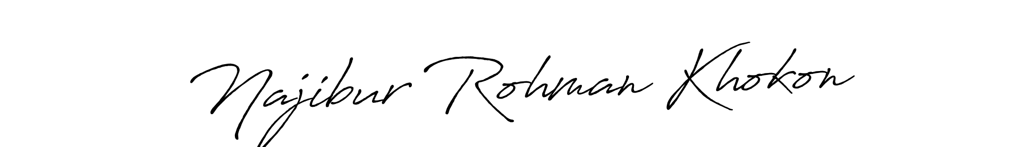 The best way (Antro_Vectra_Bolder) to make a short signature is to pick only two or three words in your name. The name Najibur Rohman Khokon include a total of six letters. For converting this name. Najibur Rohman Khokon signature style 7 images and pictures png