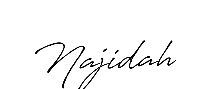 How to make Najidah name signature. Use Antro_Vectra_Bolder style for creating short signs online. This is the latest handwritten sign. Najidah signature style 7 images and pictures png