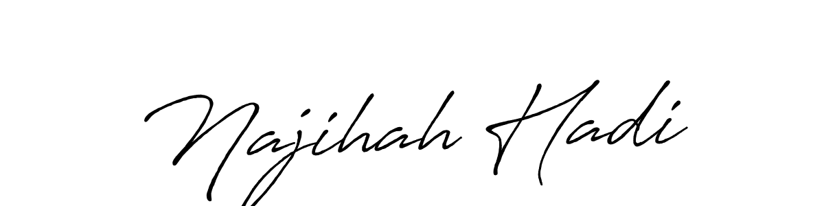 Use a signature maker to create a handwritten signature online. With this signature software, you can design (Antro_Vectra_Bolder) your own signature for name Najihah Hadi. Najihah Hadi signature style 7 images and pictures png