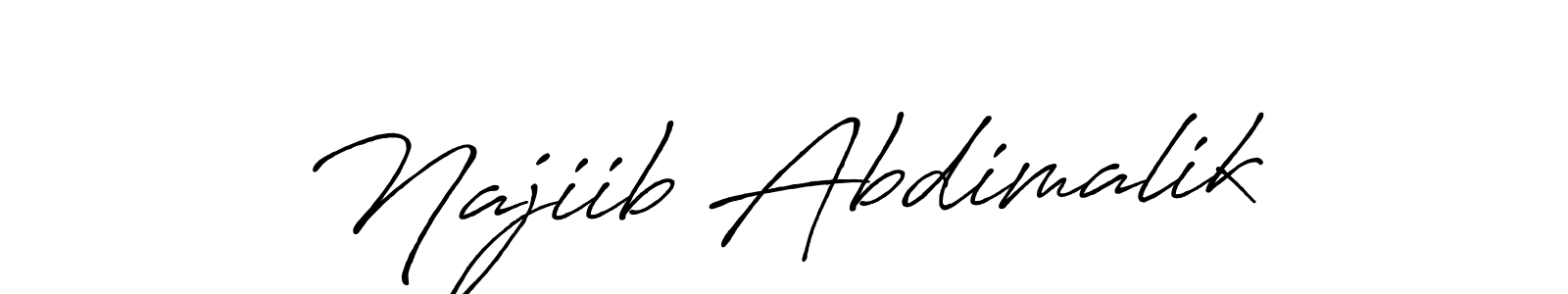 Design your own signature with our free online signature maker. With this signature software, you can create a handwritten (Antro_Vectra_Bolder) signature for name Najiib Abdimalik. Najiib Abdimalik signature style 7 images and pictures png