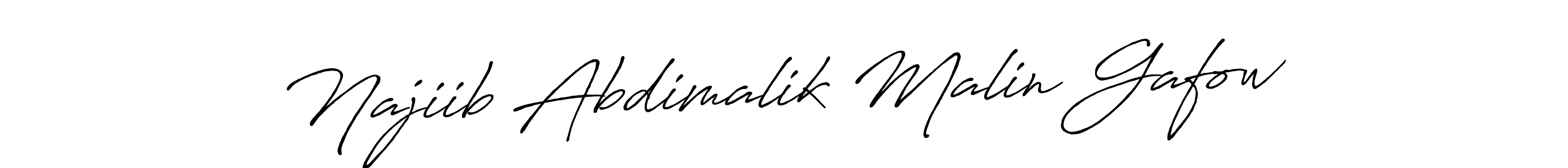 The best way (Antro_Vectra_Bolder) to make a short signature is to pick only two or three words in your name. The name Najiib Abdimalik Malin Gafow include a total of six letters. For converting this name. Najiib Abdimalik Malin Gafow signature style 7 images and pictures png