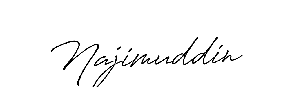 Use a signature maker to create a handwritten signature online. With this signature software, you can design (Antro_Vectra_Bolder) your own signature for name Najimuddin. Najimuddin signature style 7 images and pictures png