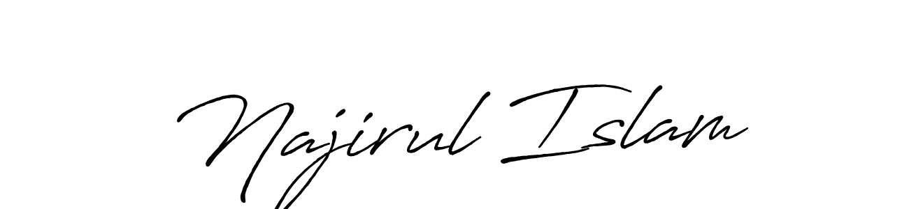 Create a beautiful signature design for name Najirul Islam. With this signature (Antro_Vectra_Bolder) fonts, you can make a handwritten signature for free. Najirul Islam signature style 7 images and pictures png