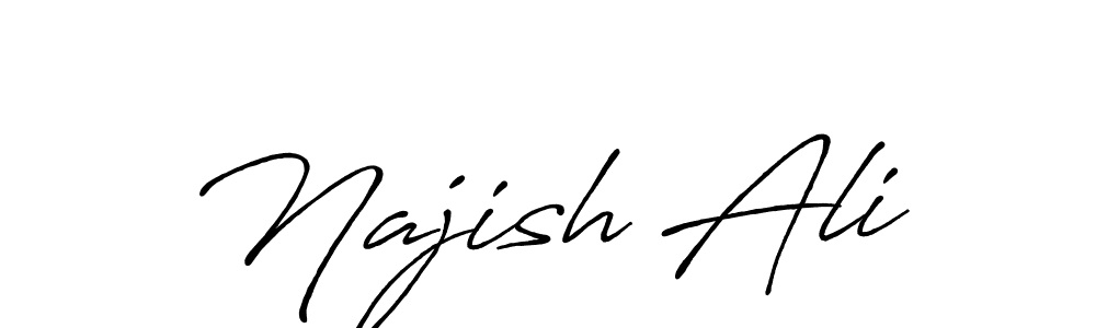 if you are searching for the best signature style for your name Najish Ali. so please give up your signature search. here we have designed multiple signature styles  using Antro_Vectra_Bolder. Najish Ali signature style 7 images and pictures png