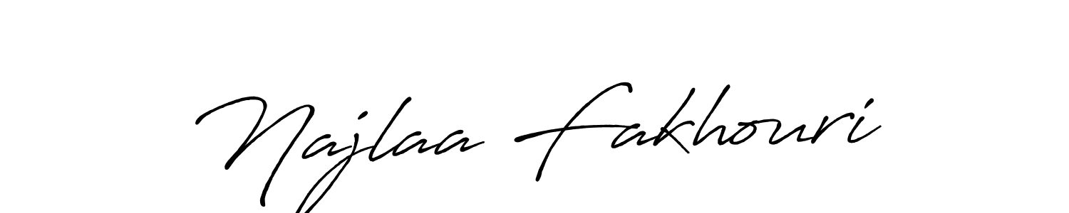 How to make Najlaa Fakhouri name signature. Use Antro_Vectra_Bolder style for creating short signs online. This is the latest handwritten sign. Najlaa Fakhouri signature style 7 images and pictures png