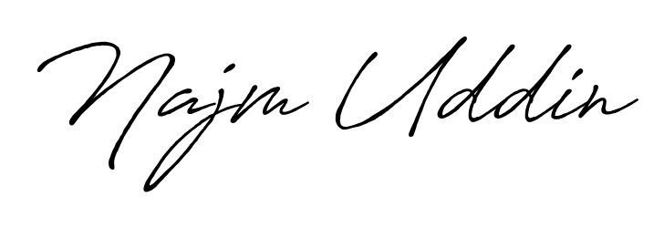 A modern signature idea for name Najm Uddin using Antro_Vectra_Bolder font. Clean strokes and elegant curves make it stand out instantly. Najm Uddin signature style 7 images and pictures png