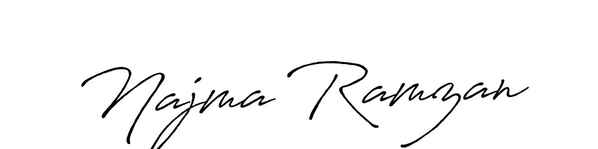 How to make Najma Ramzan name signature. Use Antro_Vectra_Bolder style for creating short signs online. This is the latest handwritten sign. Najma Ramzan signature style 7 images and pictures png