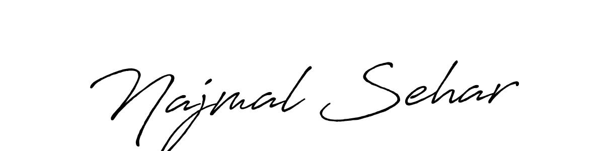 How to make Najmal Sehar name signature. Use Antro_Vectra_Bolder style for creating short signs online. This is the latest handwritten sign. Najmal Sehar signature style 7 images and pictures png