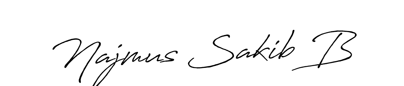 Use a signature maker to create a handwritten signature online. With this signature software, you can design (Antro_Vectra_Bolder) your own signature for name Najmus Sakib B. Najmus Sakib B signature style 7 images and pictures png