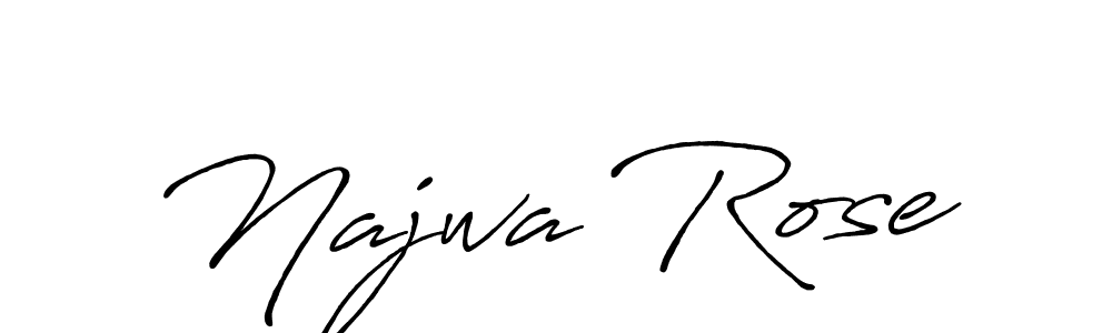 Najwa Rose stylish signature style. Best Handwritten Sign (Antro_Vectra_Bolder) for my name. Handwritten Signature Collection Ideas for my name Najwa Rose. Najwa Rose signature style 7 images and pictures png